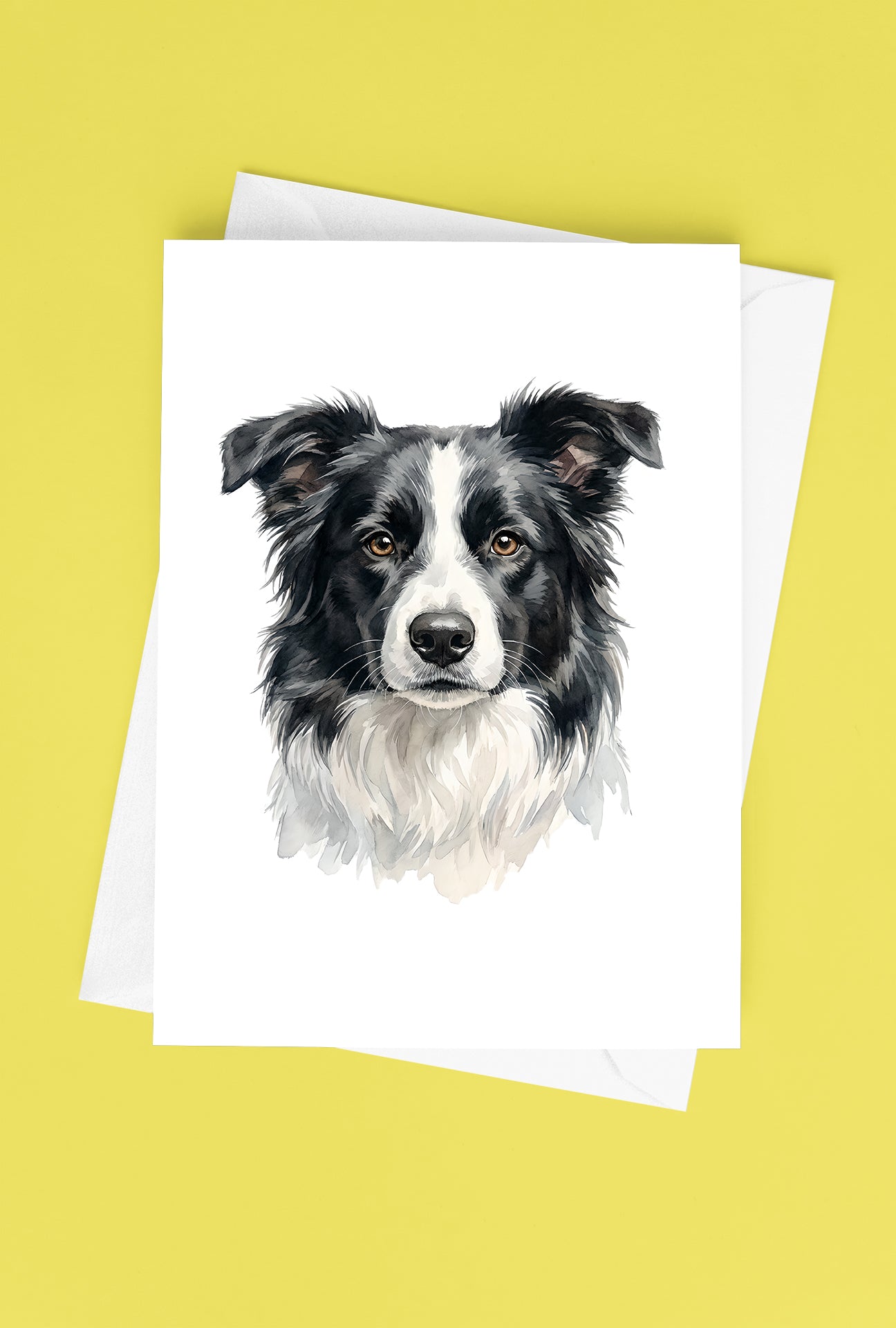 Border Collie Watercolor Print Dog Notecard | 4x6 Blank Inside | Cute Pet Lover Stationery