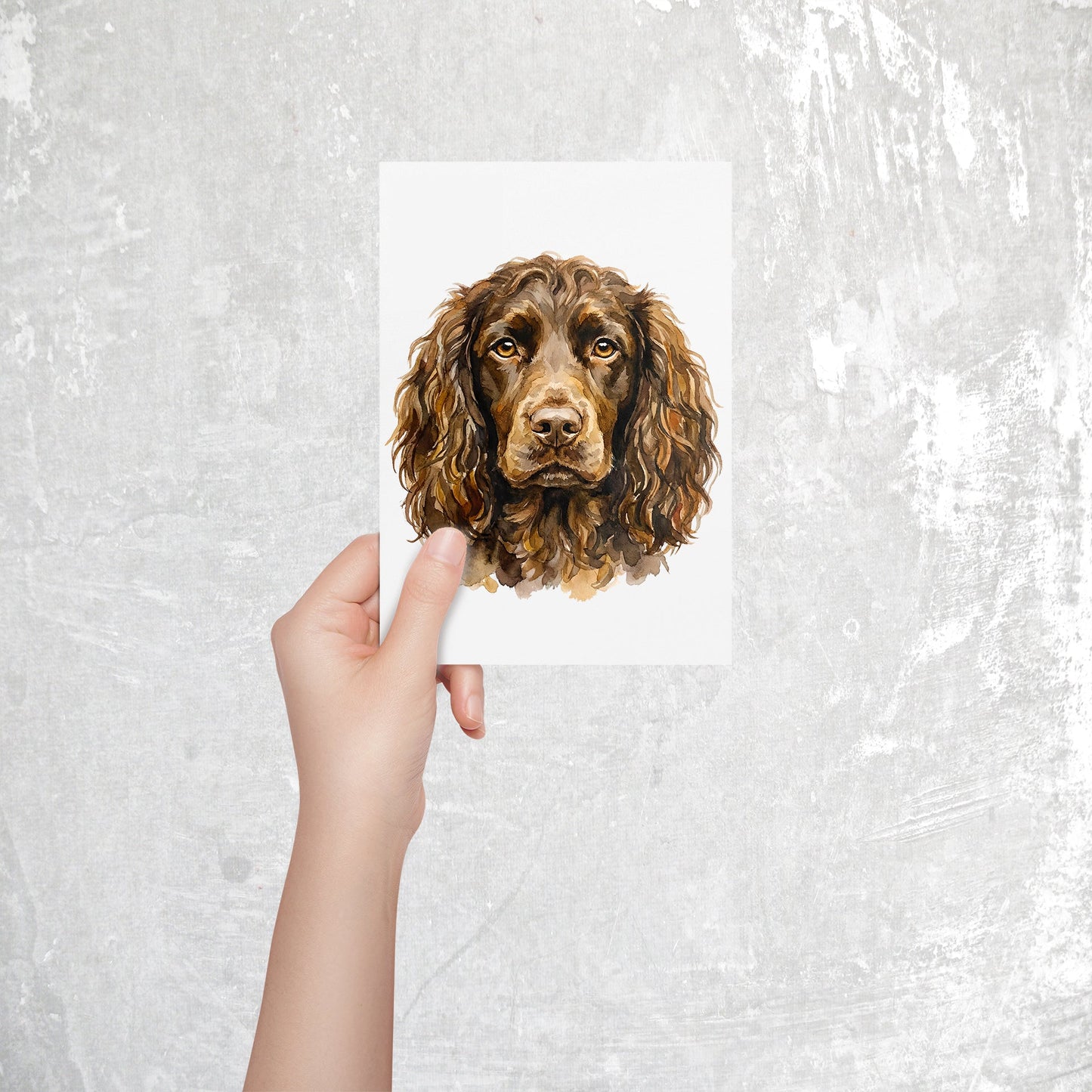 Boykin Spaniel Watercolor Print Dog Notecard | 4x6 Blank Inside | Cute Pet Lover Stationery