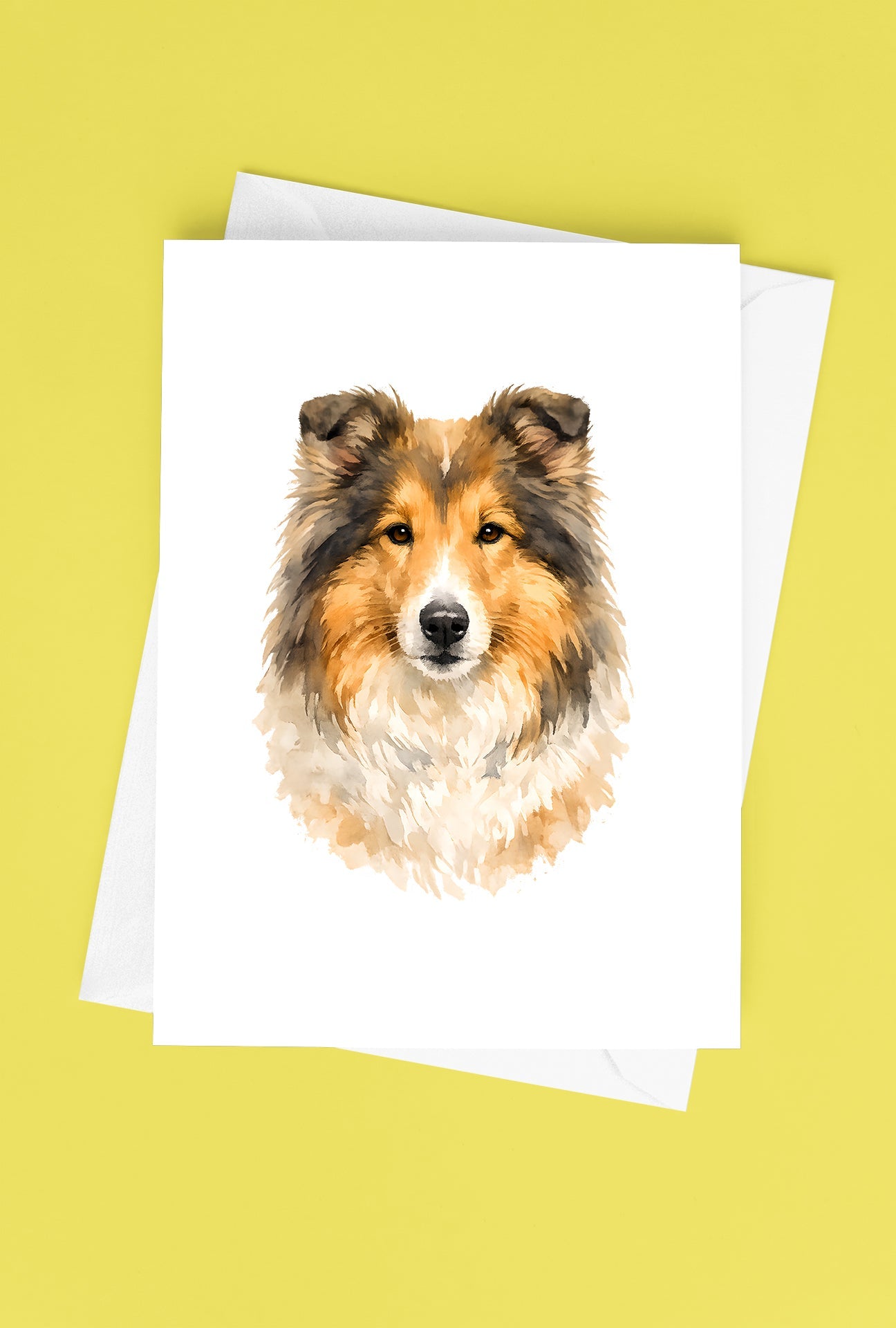Collie Watercolor Print Dog Notecard | 4x6 Blank Inside | Cute Pet Lover Stationery