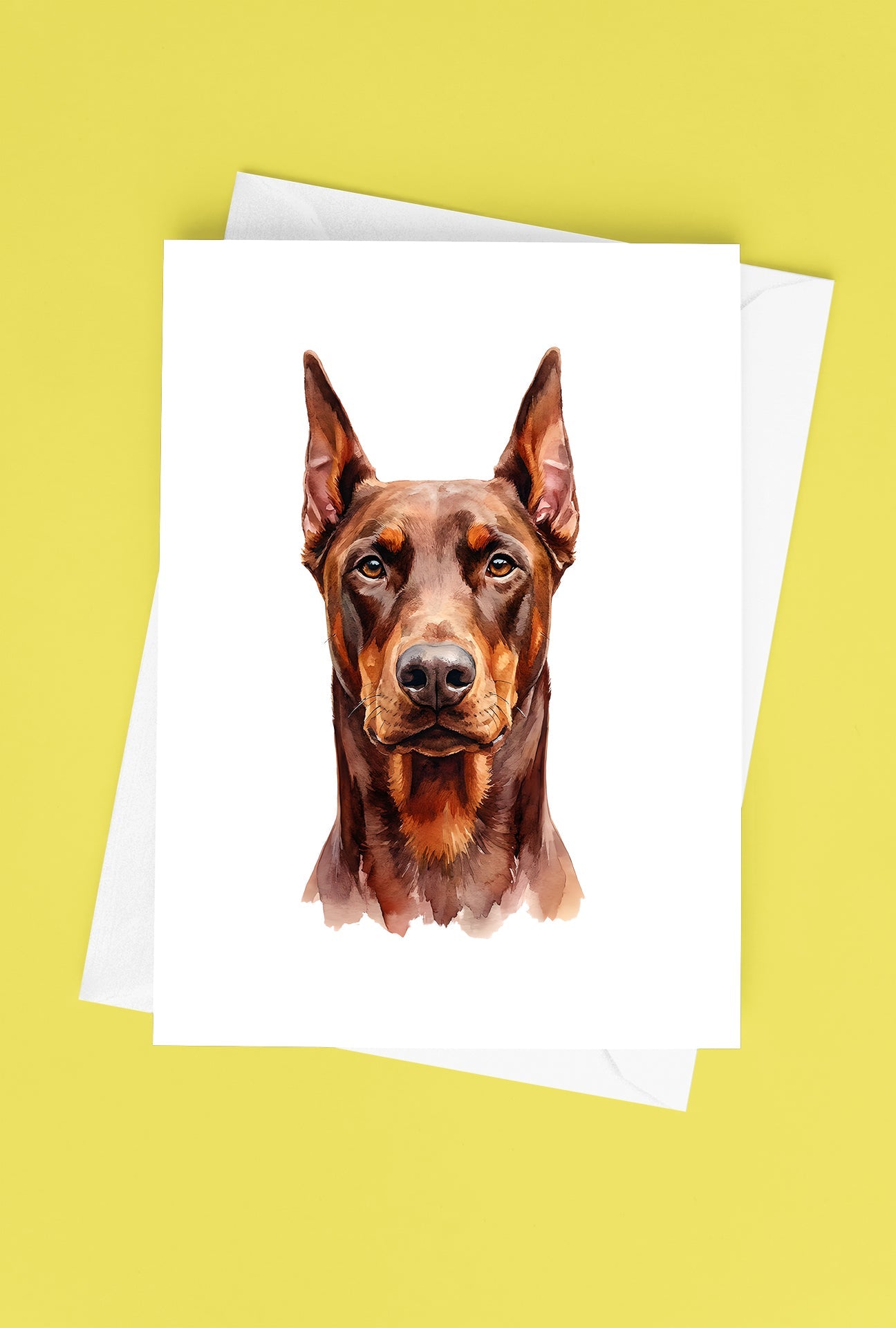 Doberman Watercolor Print Dog Notecard | 4x6 Blank Inside | Cute Pet Lover Stationery