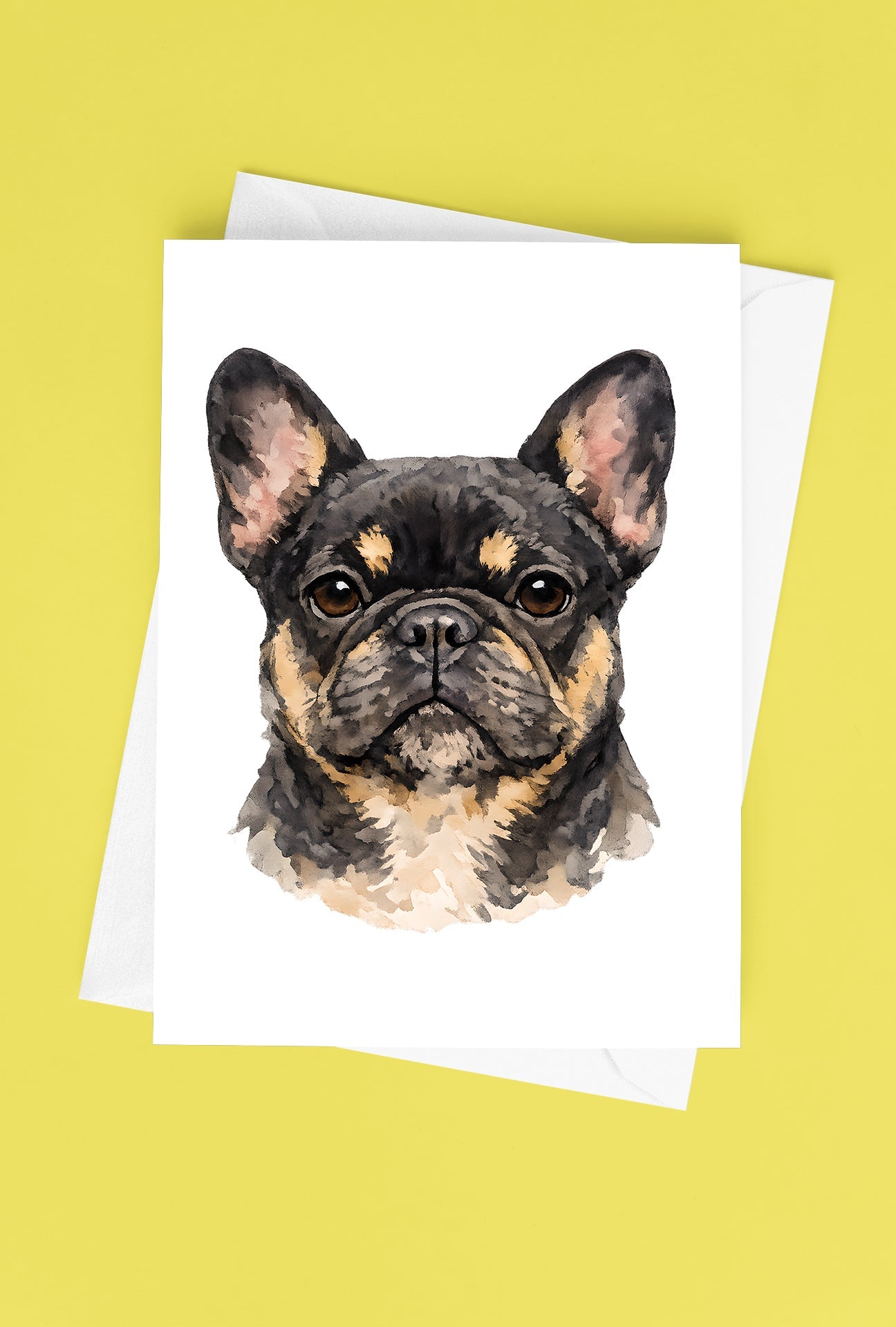 French Bulldog Watercolor Print Dog Notecard | 4x6 Blank Inside | Cute Pet Lover Stationery