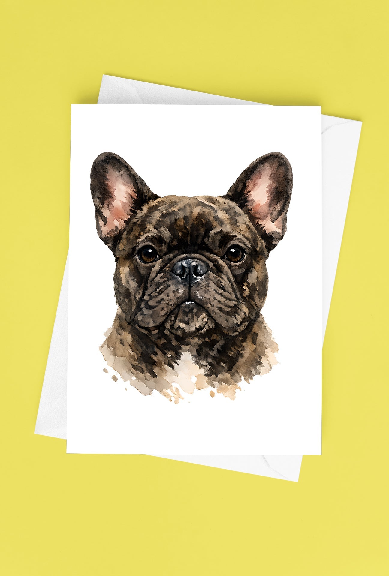 French Bulldog Watercolor Print Dog Notecard | 4x6 Blank Inside | Cute Pet Lover Stationery
