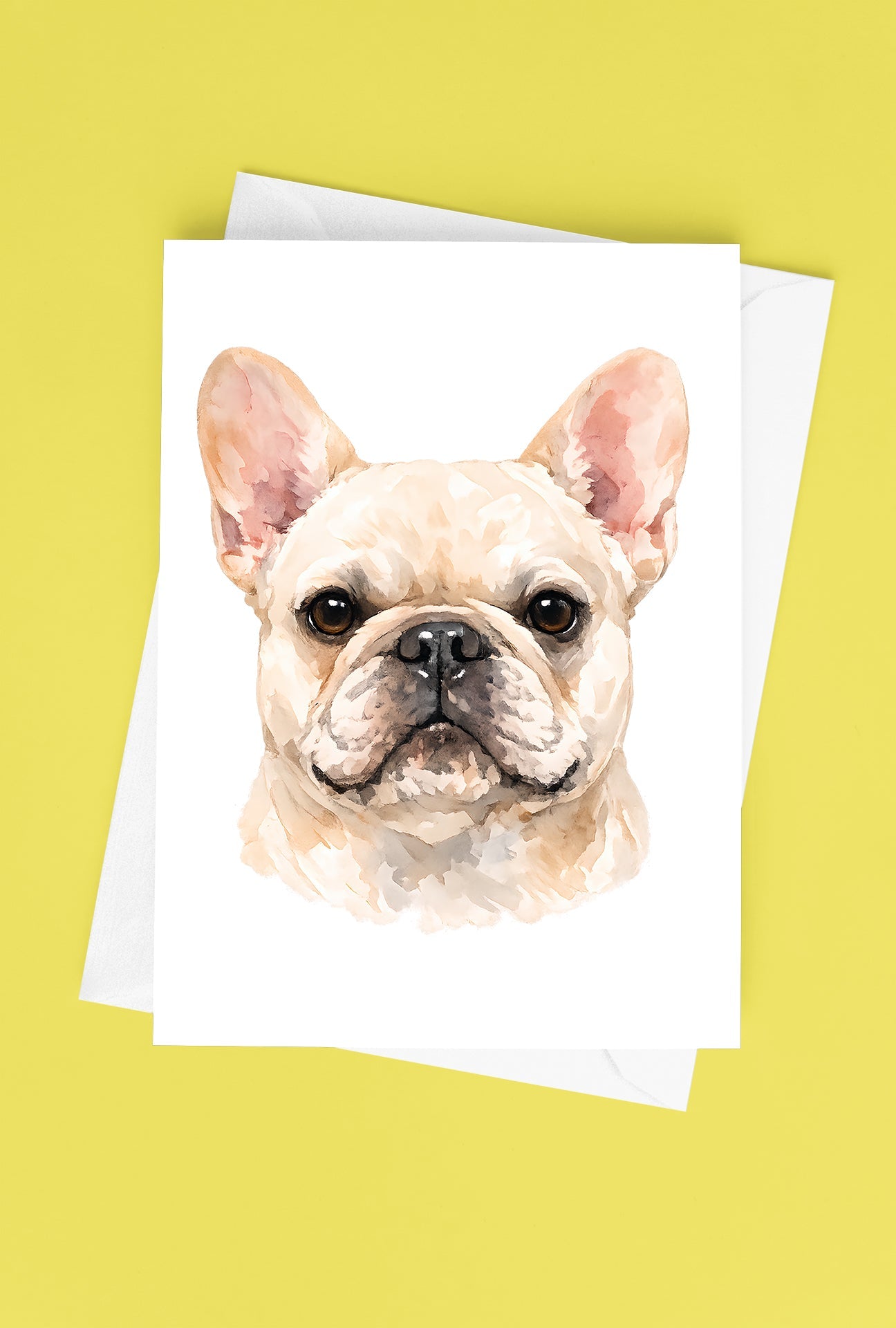 French Bulldog Watercolor Print Dog Notecard | 4x6 Blank Inside | Cute Pet Lover Stationery