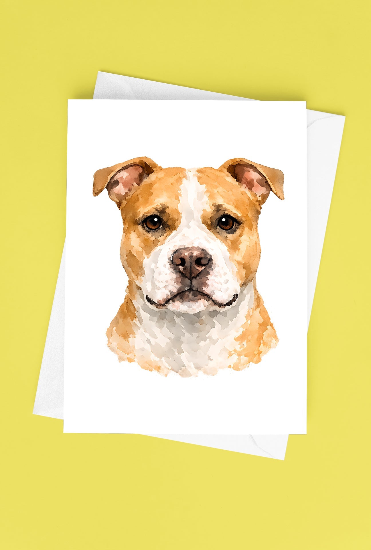 Pitbull Watercolor Print Dog Notecard | 4x6 Blank Inside | Cute Pet Lover Stationery