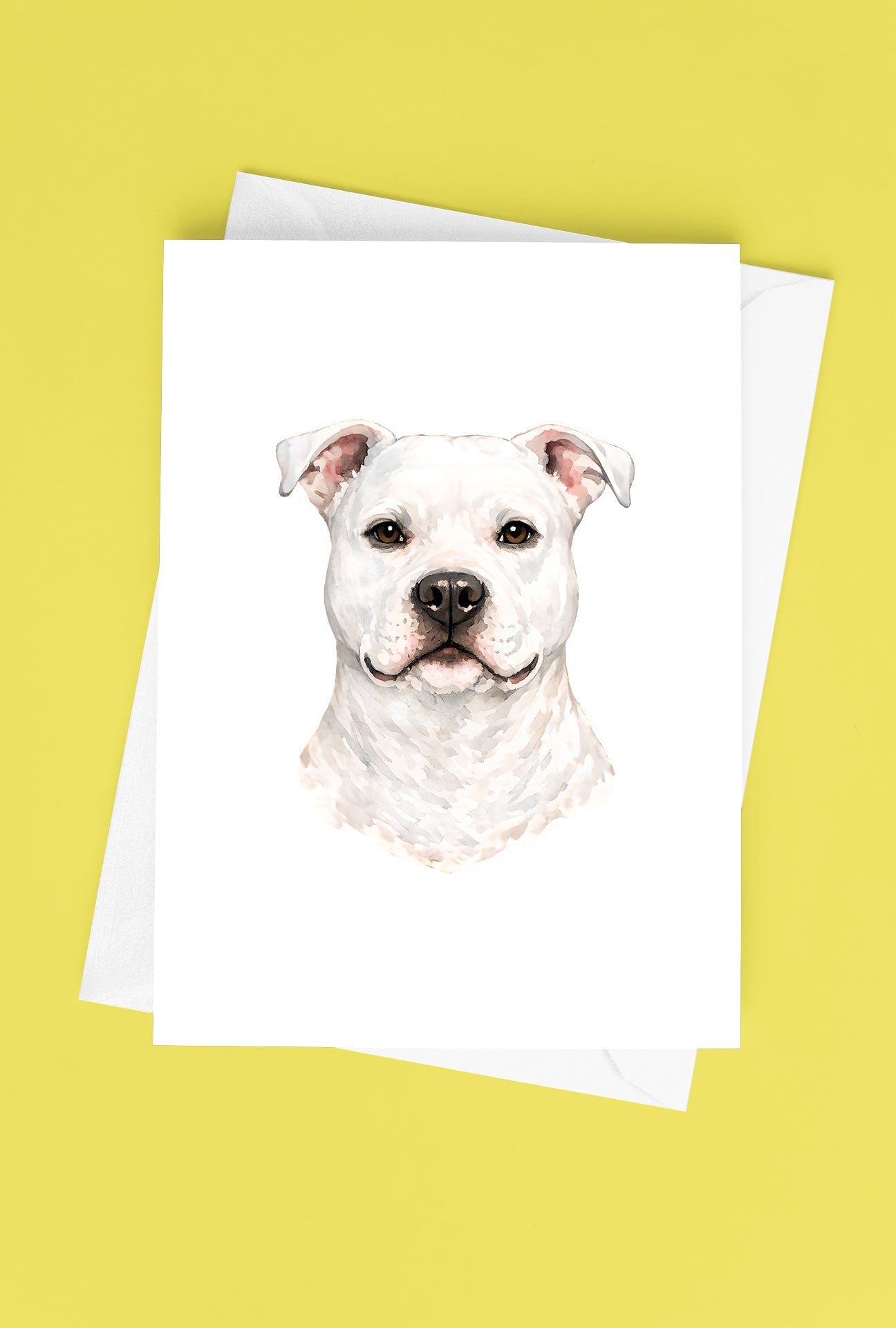 Pitbull Watercolor Print Dog Notecard | 4x6 Blank Inside | Cute Pet Lover Stationery