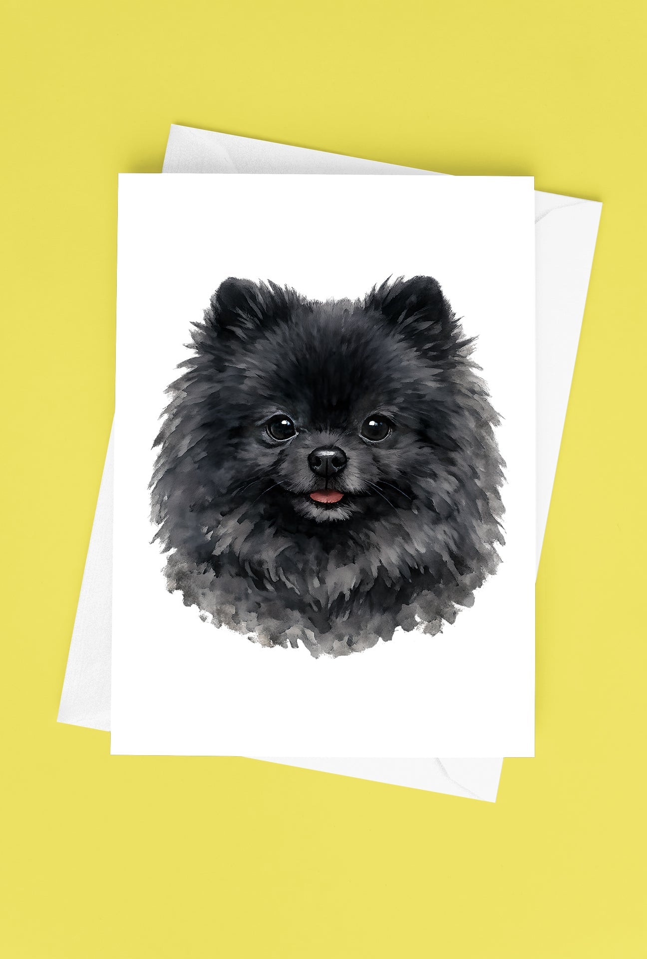 Pomeranian Watercolor Print Dog Notecard | 4x6 Blank Inside | Cute Pet Lover Stationery