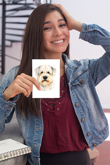 Sealyham Terrier Watercolor Print Dog Notecard | 4x6 Blank Inside | Cute Pet Lover Stationery