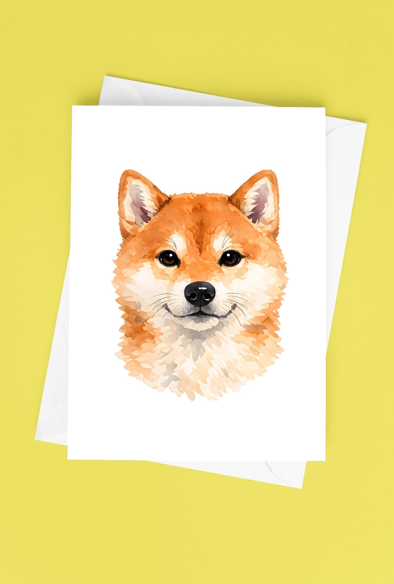 Shiba Inu Watercolor Print Dog Notecard | 4x6 Blank Inside | Cute Pet Lover Stationery