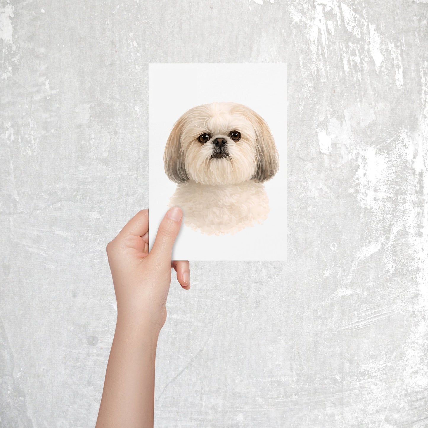 Shih Tzu Watercolor Print Dog Notecard | 4x6 Blank Inside | Cute Pet Lover Stationery