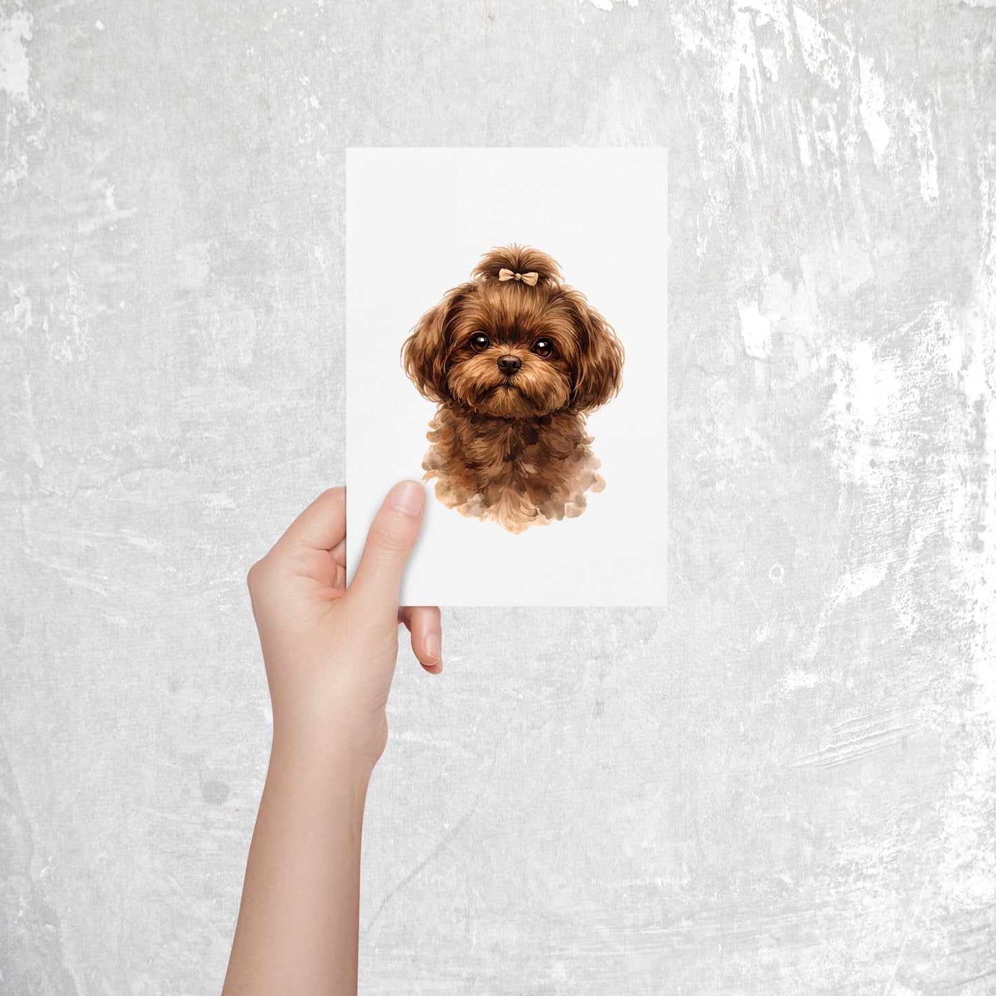 Shih Tzu Watercolor Print Dog Notecard | 4x6 Blank Inside | Cute Pet Lover Stationery