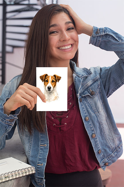Smooth Fox Terrier Watercolor Print Dog Notecard | 4x6 Blank Inside | Cute Pet Lover Stationery