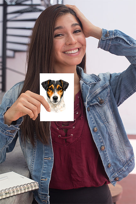 Smooth Fox Terrier Watercolor Print Dog Notecard | 4x6 Blank Inside | Cute Pet Lover Stationery