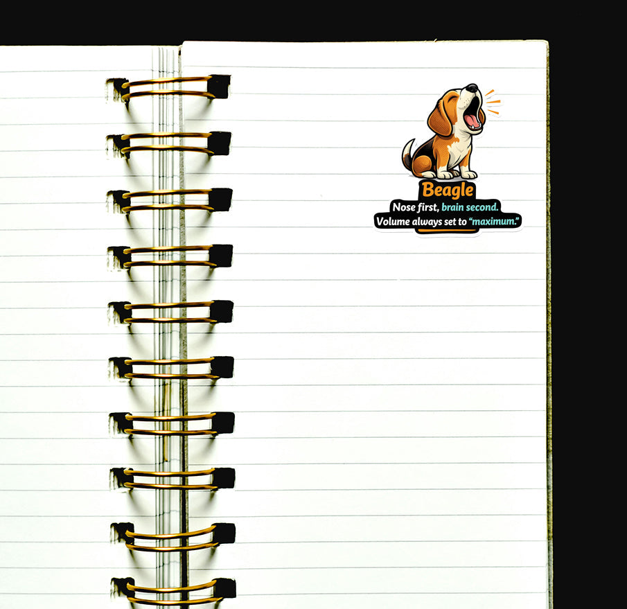 Funny Beagle Sticker Nose First Loud Dog Journal Scrapbook Dog Lover Gift