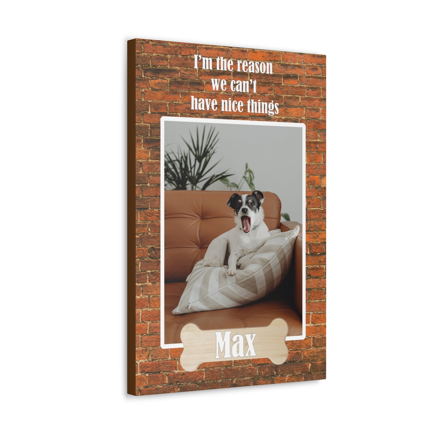 Side view of Nice things Personalized Dog Wall Art Pet Canvas Custom Pet Portraits