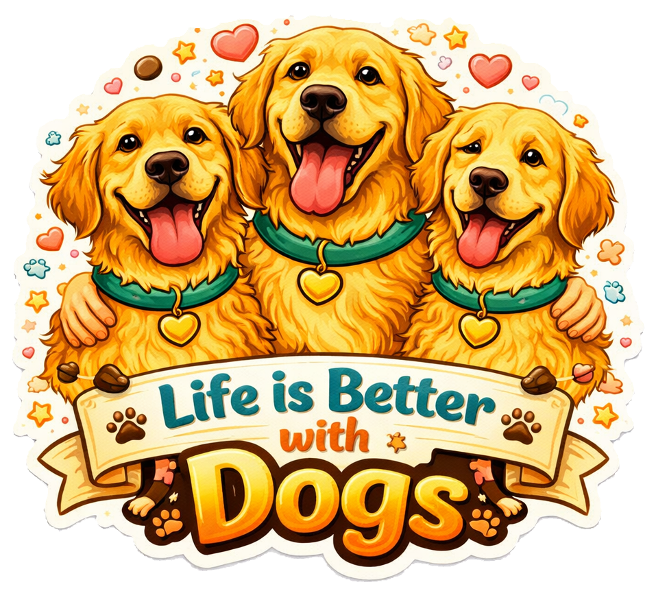 Life Is Better with Dogs Sticker Golden Retriever Dog Lover Cute Puppy Journal