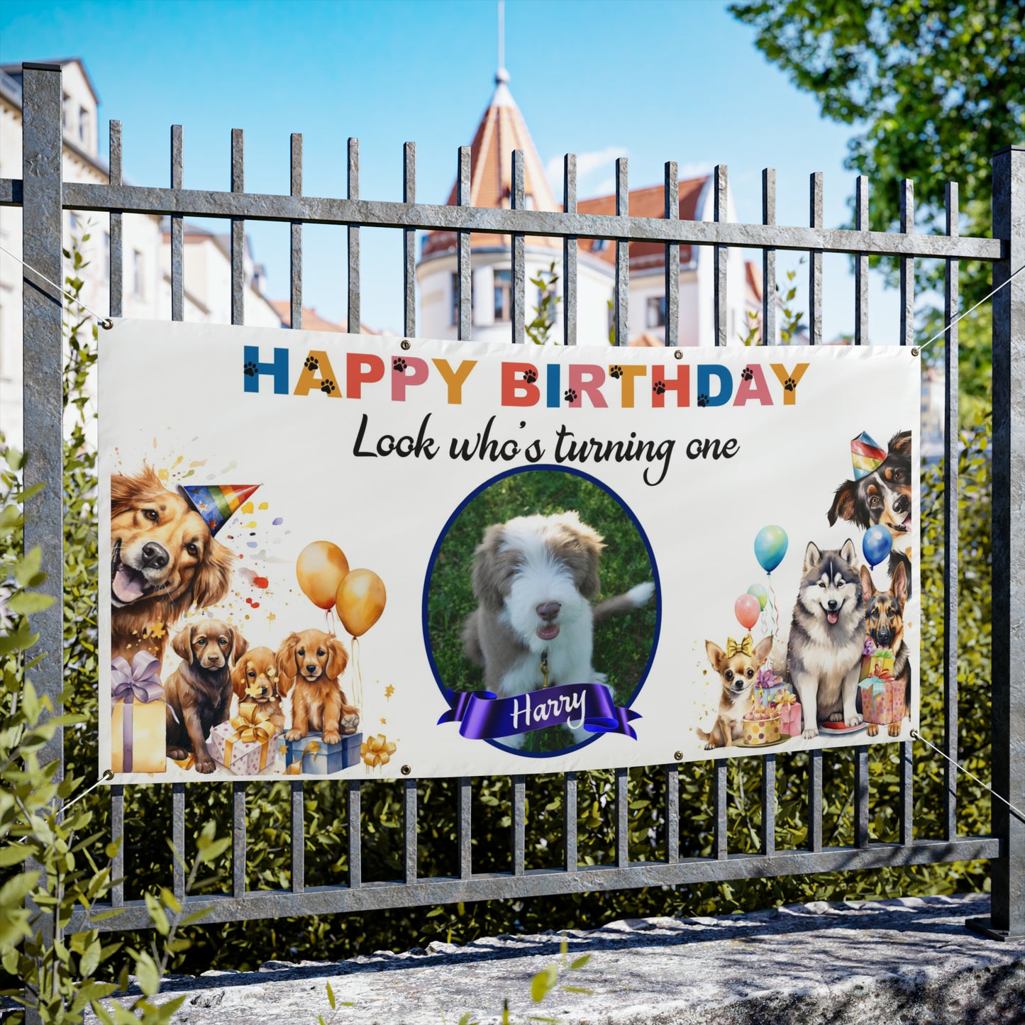 Personalized Puppy Birthday Decor Vinyl Banners Dog Lovers Party Banner