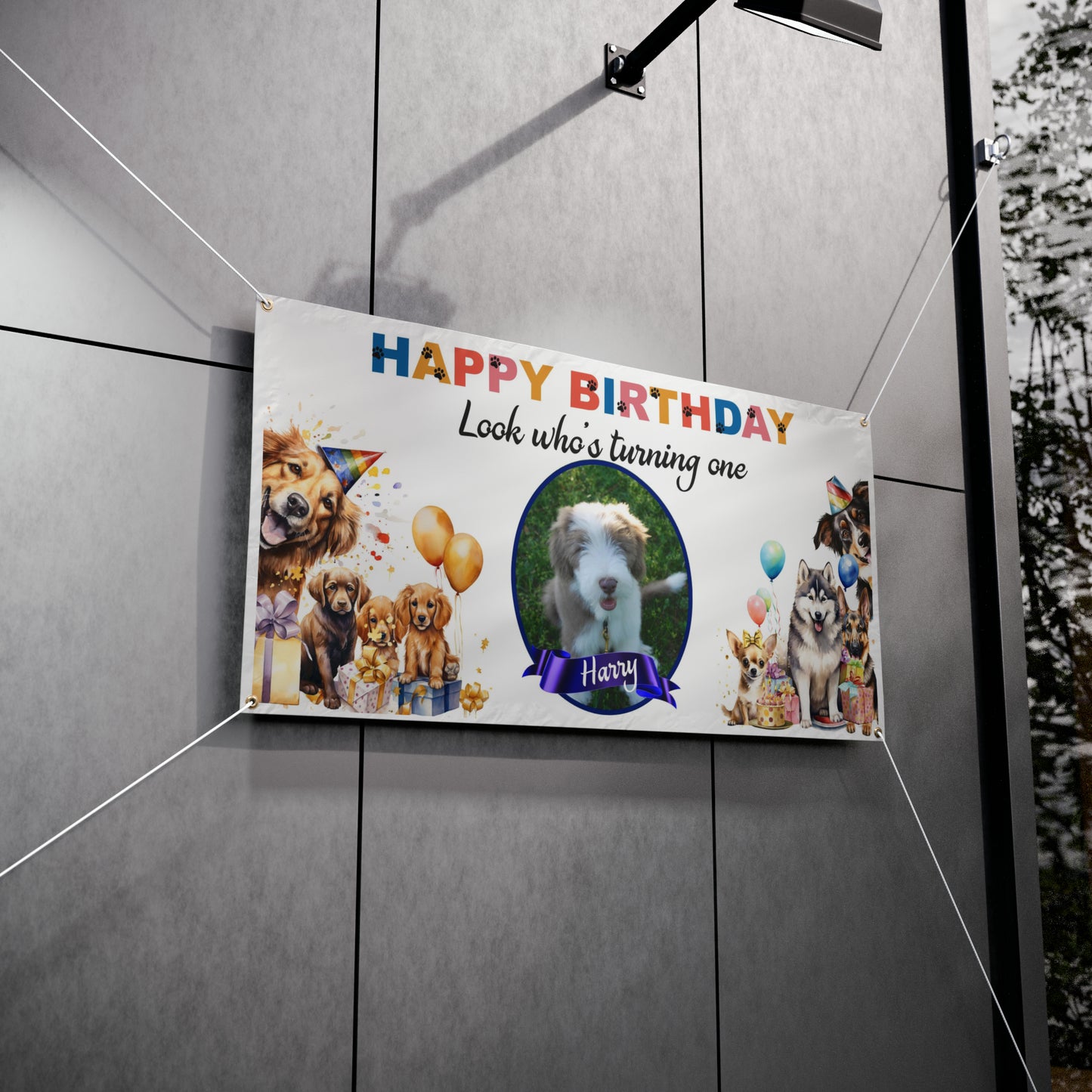 Personalized Puppy Birthday Decor Vinyl Banners Dog Lovers Party Banner