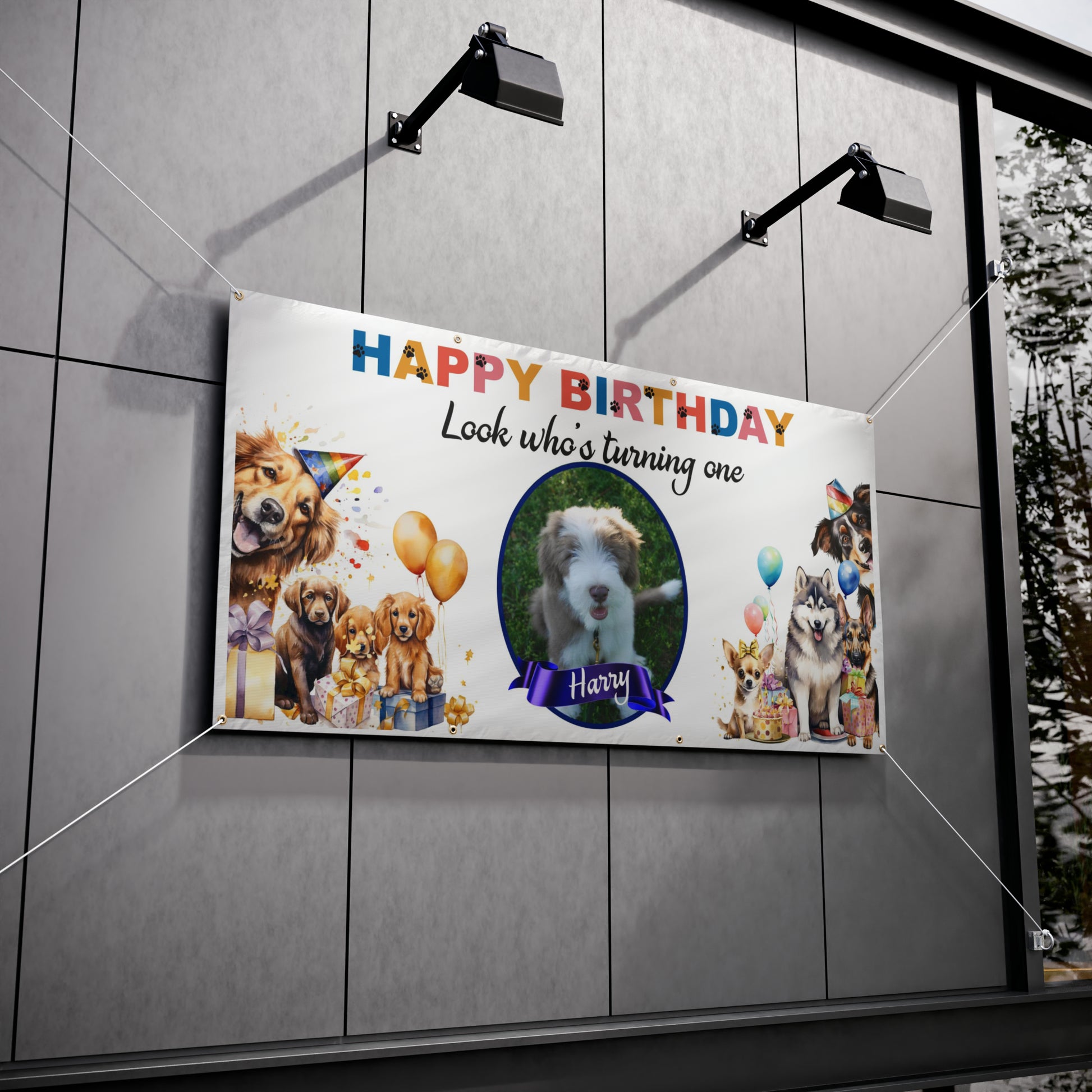 Personalized Puppy Birthday Decor Vinyl Banners Dog Lovers Party Banner