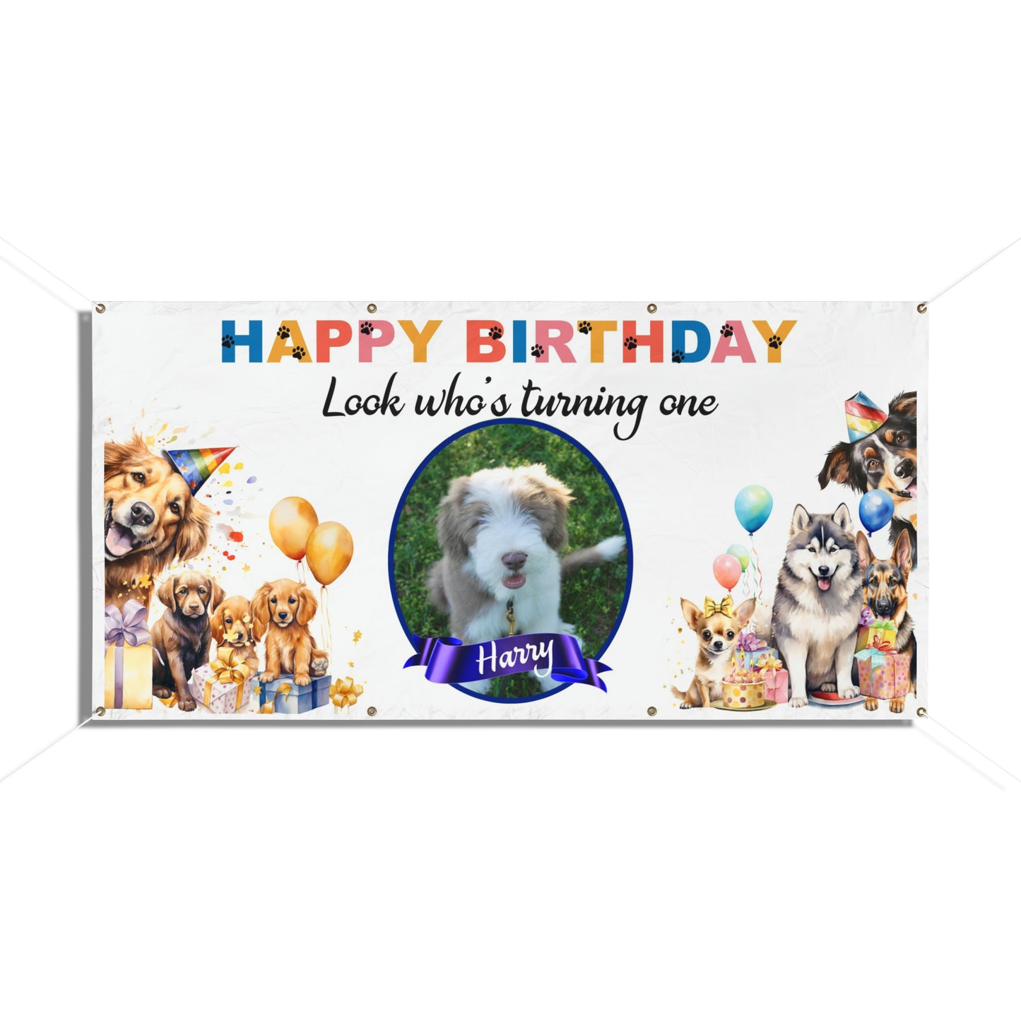 Personalized Puppy Birthday Decor Vinyl Banners Dog Lovers Party Banner