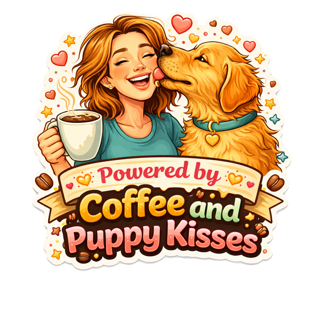 Powered by Coffee & Puppy Kisses Sticker Dog Lover Cute Puppy Journal Scrapbook