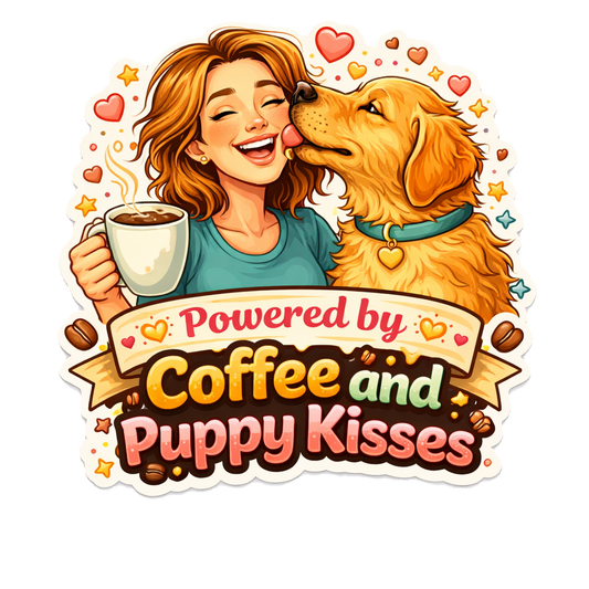 Powered by Coffee & Puppy Kisses Sticker Dog Lover Cute Puppy Journal Scrapbook