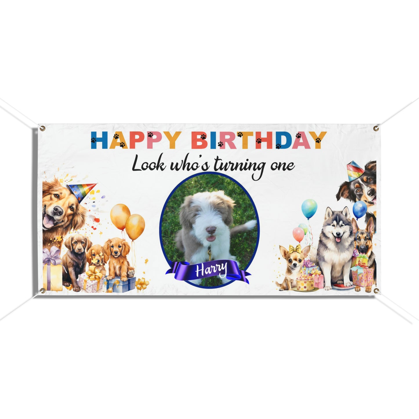 Personalized Puppy Birthday Decor Vinyl Banners Dog Lovers Party Banner