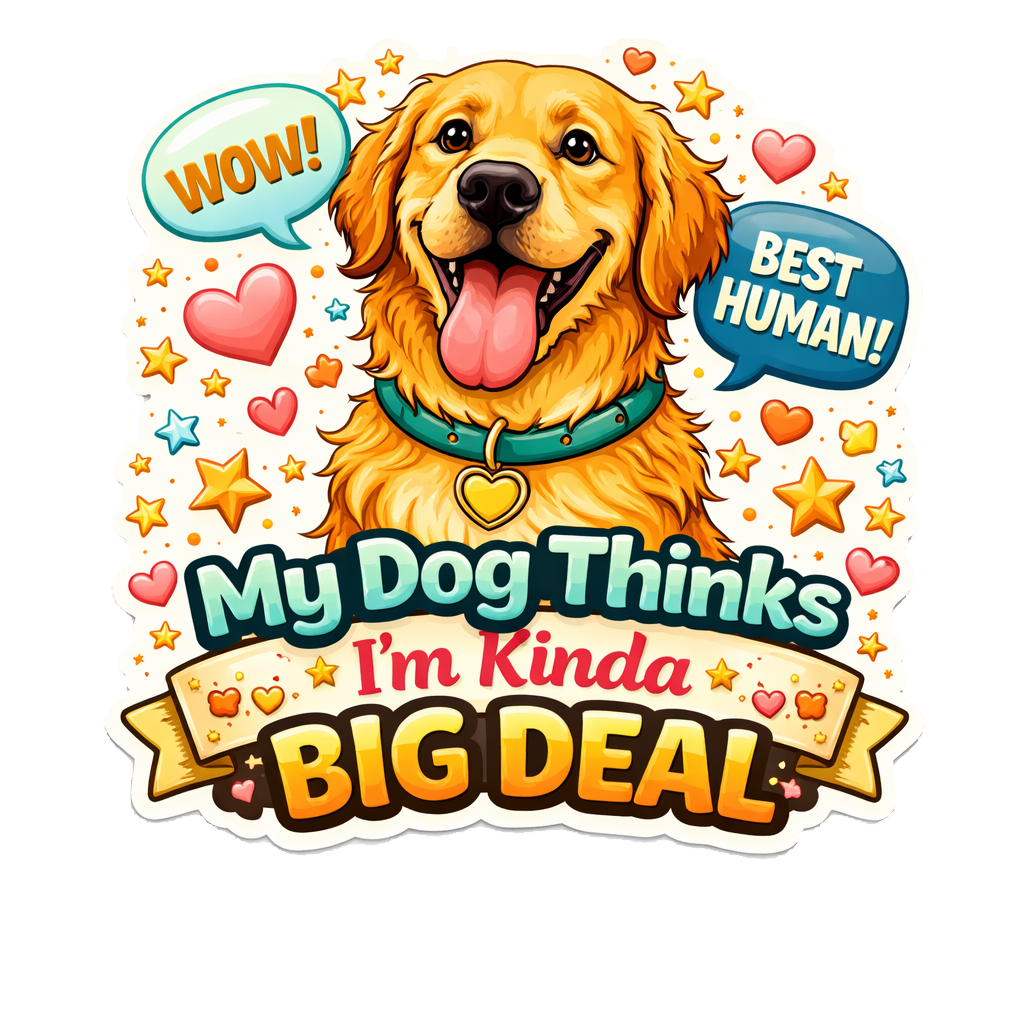 My Dog Thinks I’m a Big Deal Sticker Golden Retriever Dog Lover Puppy Journal