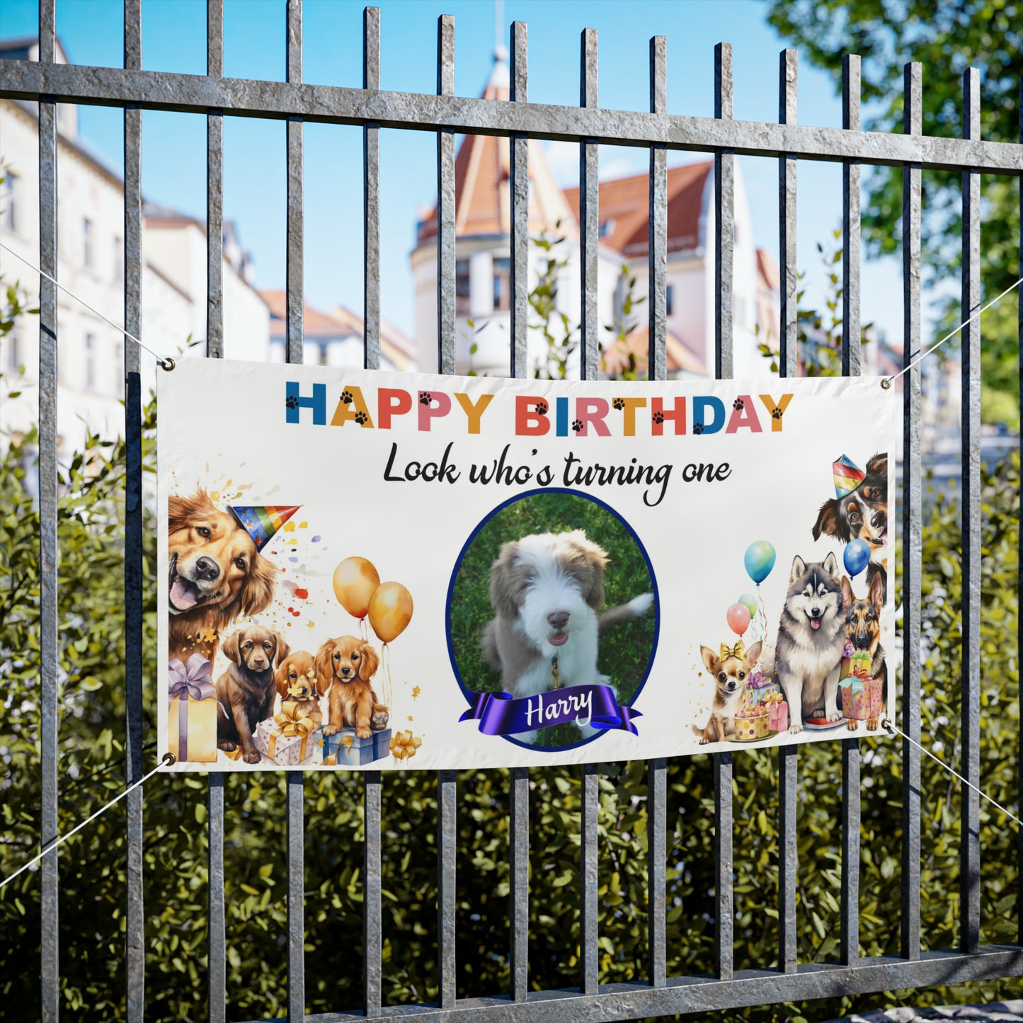 Personalized Puppy Birthday Decor Vinyl Banners Dog Lovers Party Banner