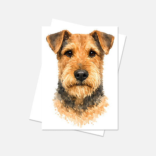 Airedale Terrier Watercolor Print Dog Notecard | 4x6 Blank Inside | Cute Pet Lover Stationery