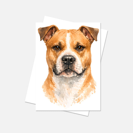 American Staffordshire Watercolor Print Dog Notecard | 4x6 Blank Inside | Cute Pet Lover Stationery