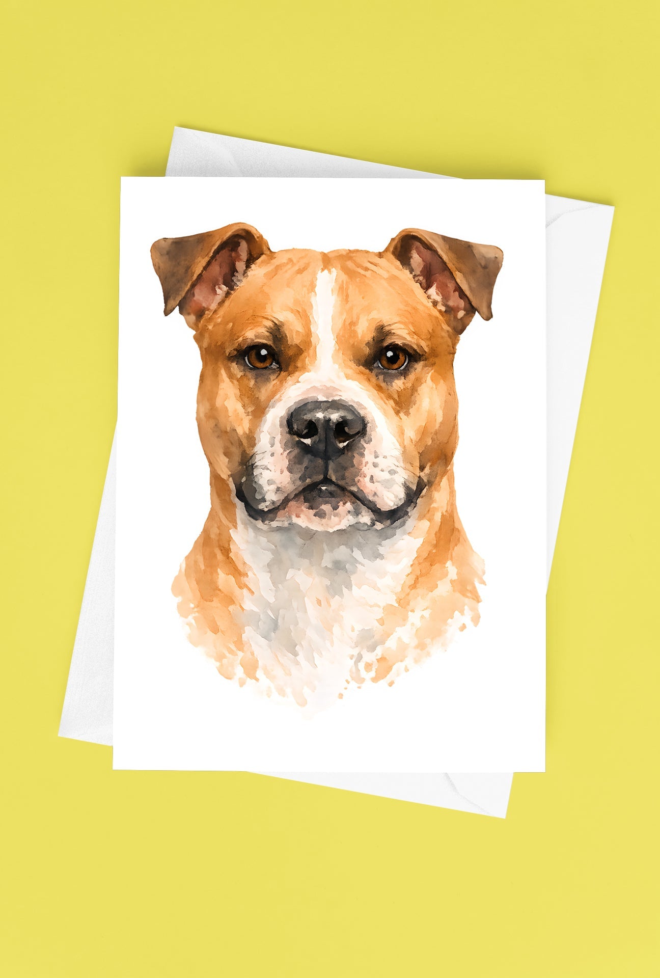 American Staffordshire Watercolor Print Dog Notecard | 4x6 Blank Inside | Cute Pet Lover Stationery