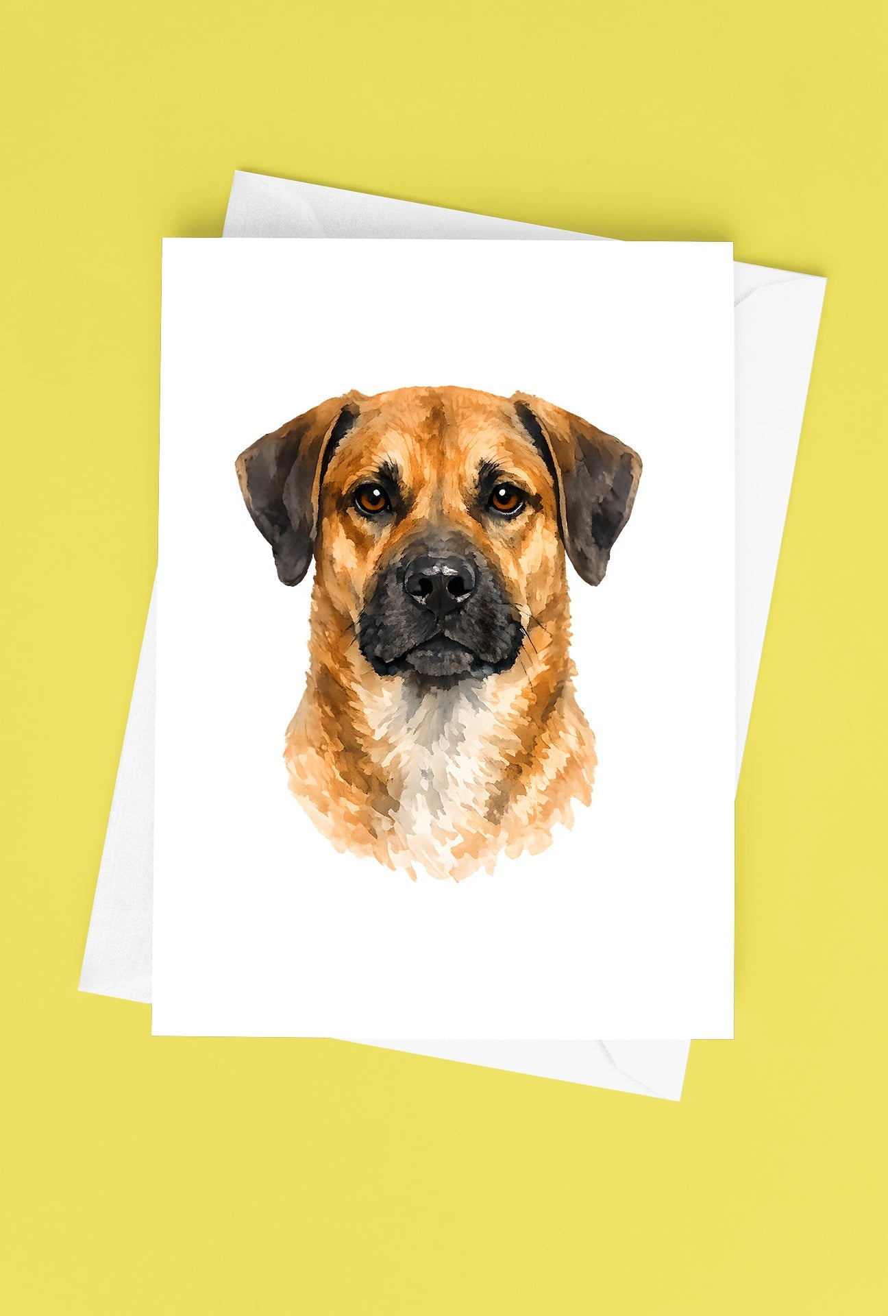 Black Mouth Cur Watercolor Print Dog Notecard | 4x6 Blank Inside | Cute Pet Lover Stationery
