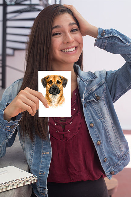 Black Mouth Cur Watercolor Print Dog Notecard | 4x6 Blank Inside | Cute Pet Lover Stationery