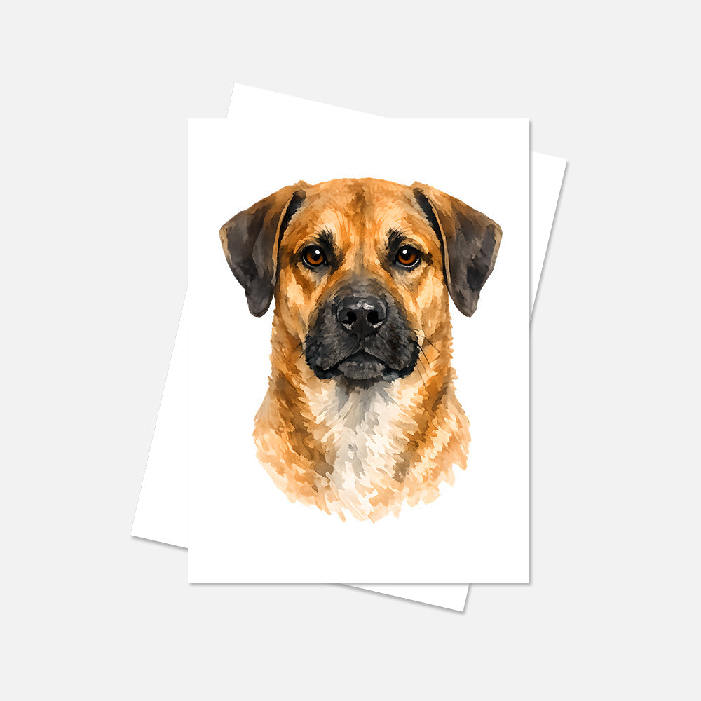 Black Mouth Cur Watercolor Print Dog Notecard | 4x6 Blank Inside | Cute Pet Lover Stationery