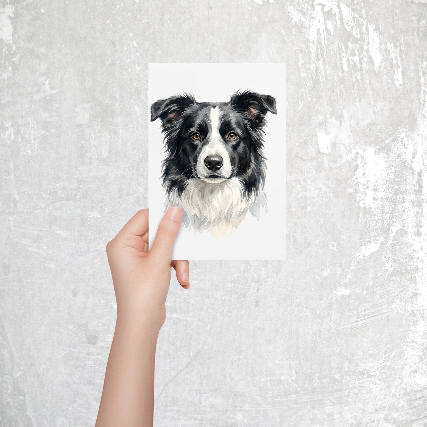 Border Collie Watercolor Print Dog Notecard | 4x6 Blank Inside | Cute Pet Lover Stationery