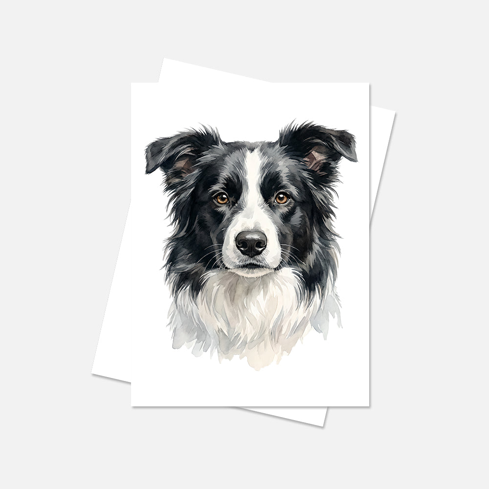 Border Collie Watercolor Print Dog Notecard | 4x6 Blank Inside | Cute Pet Lover Stationery