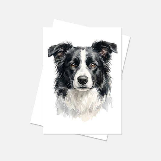 Border Collie Watercolor Print Dog Notecard | 4x6 Blank Inside | Cute Pet Lover Stationery