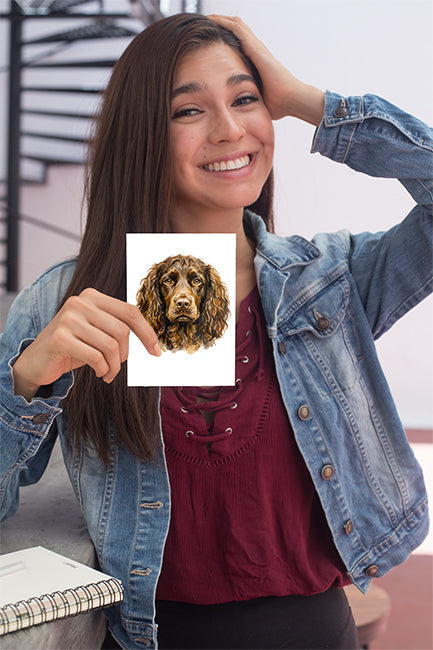 Boykin Spaniel Watercolor Print Dog Notecard | 4x6 Blank Inside | Cute Pet Lover Stationery