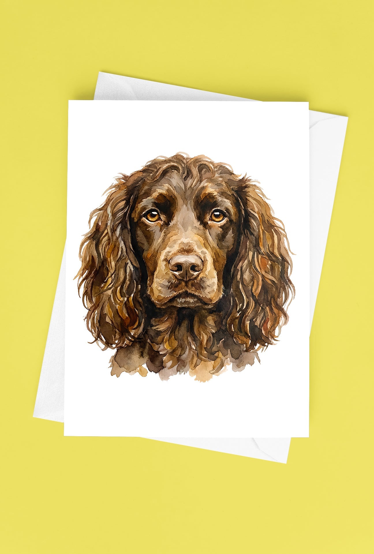 Boykin Spaniel Watercolor Print Dog Notecard | 4x6 Blank Inside | Cute Pet Lover Stationery