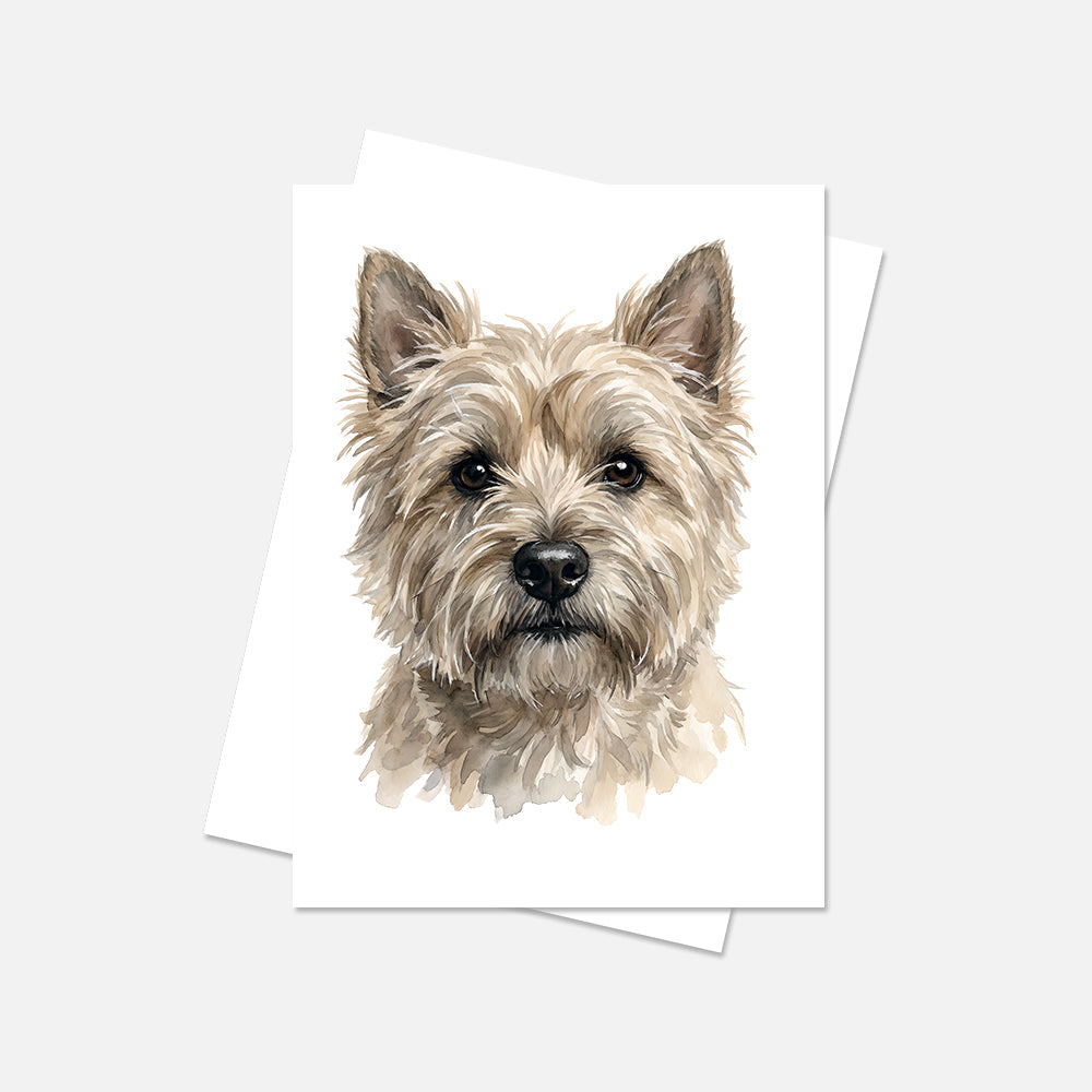 Cairn Terrier Watercolor Print Dog Notecard | 4x6 Blank Inside | Cute Pet Lover Stationery