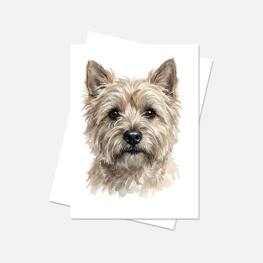 Cairn Terrier Watercolor Print Dog Notecard | 4x6 Blank Inside | Cute Pet Lover Stationery