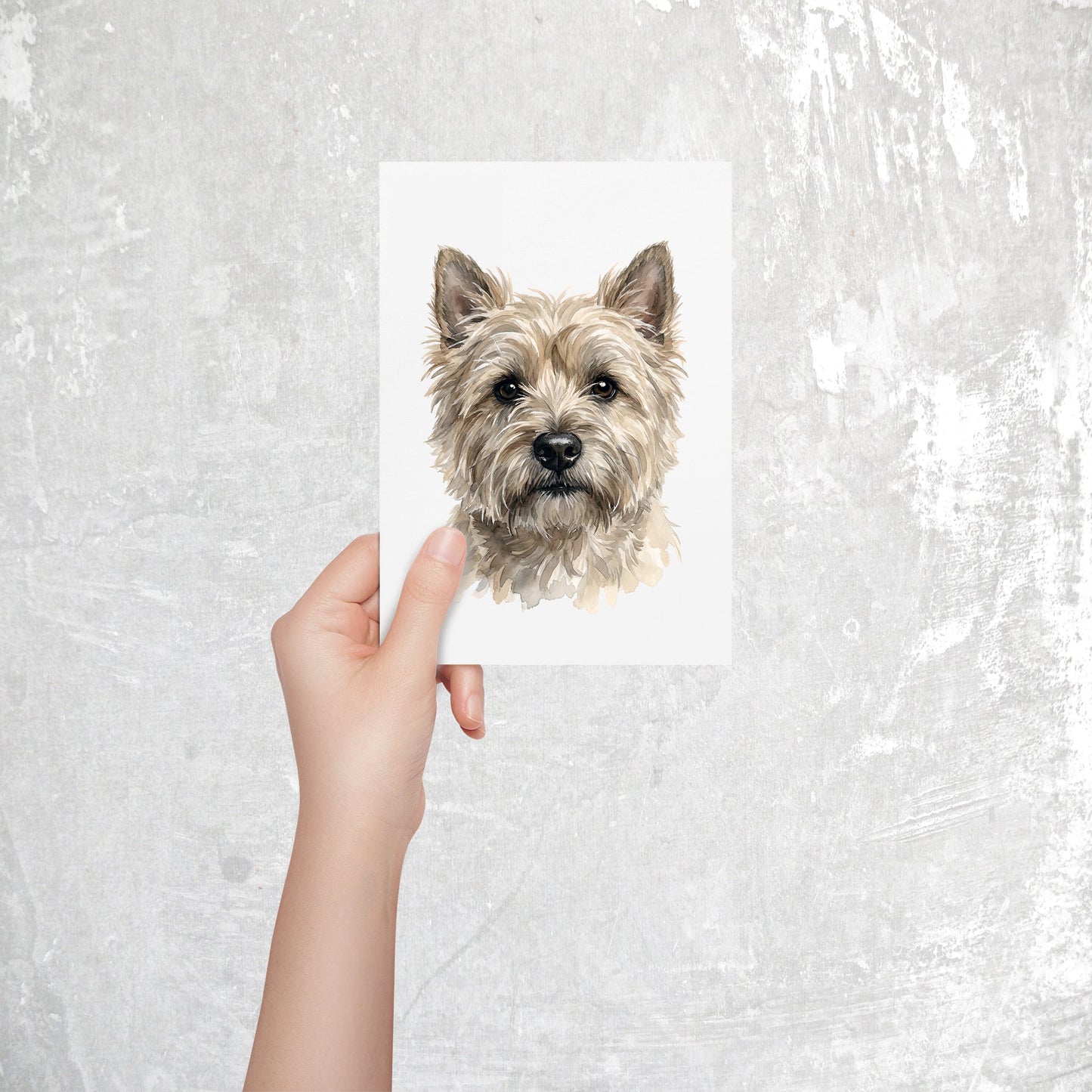 Cairn Terrier Watercolor Print Dog Notecard | 4x6 Blank Inside | Cute Pet Lover Stationery