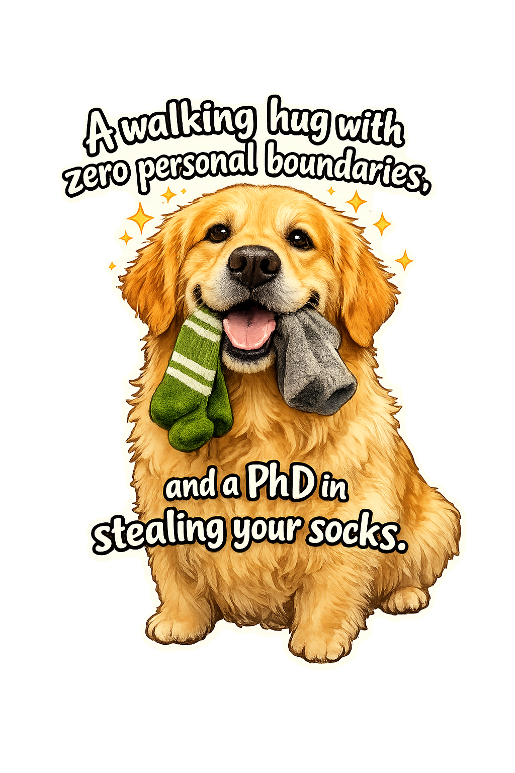 Funny Golden Retriever Sticker Sock Thief Journal Scrapbook Dog Lover Gift