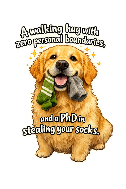 Funny Golden Retriever Sticker Sock Thief Journal Scrapbook Dog Lover Gift
