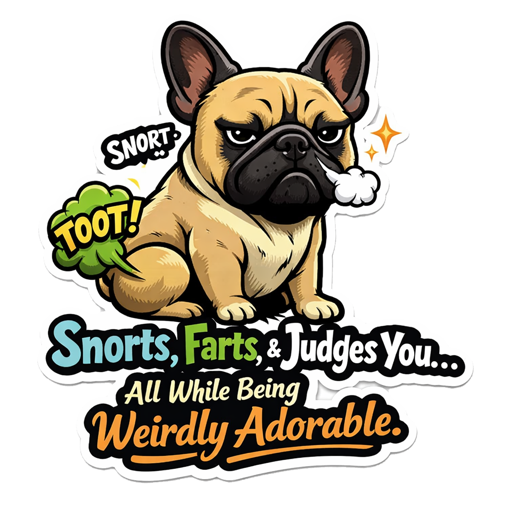 Funny French Bulldog Sticker Snorts Farts Judges You Journal Scrapbook Gift Dog
