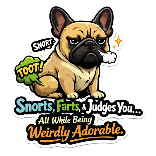 Funny French Bulldog Sticker Snorts Farts Judges You Journal Scrapbook Gift Dog