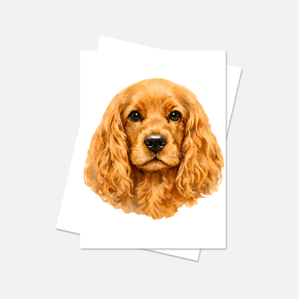 Cocker Spaniel Watercolor Print Dog Notecard | 4x6 Blank Inside | Cute Pet Lover Stationery