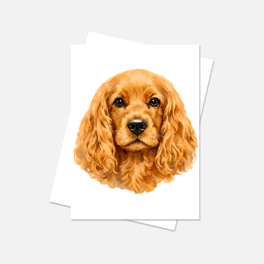 Cocker Spaniel Watercolor Print Dog Notecard | 4x6 Blank Inside | Cute Pet Lover Stationery