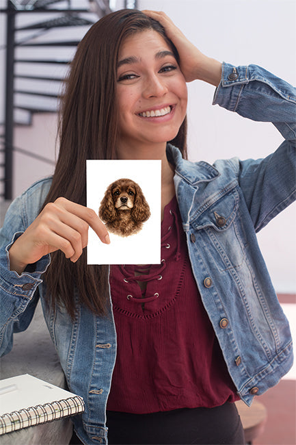 Cocker Spaniel Watercolor Print Dog Notecard | 4x6 Blank Inside | Cute Pet Lover Stationery