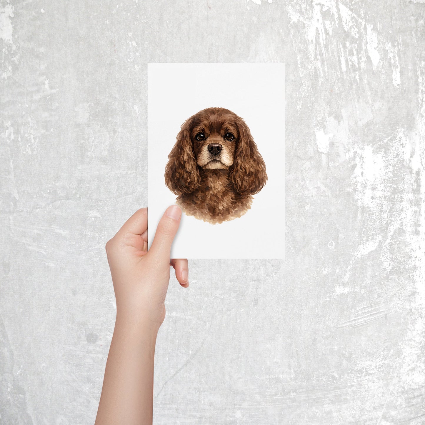 Cocker Spaniel Watercolor Print Dog Notecard | 4x6 Blank Inside | Cute Pet Lover Stationery